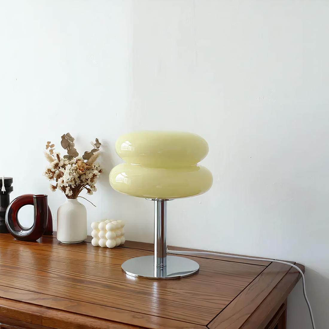 Lampe de Chevet Macaron Vintage en Verre Creme