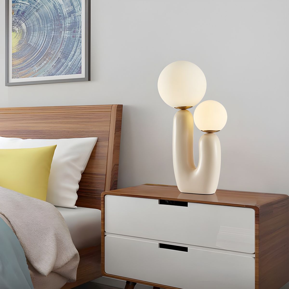 Lampe de chevet 2 Boules Blanches Moderne - Opale