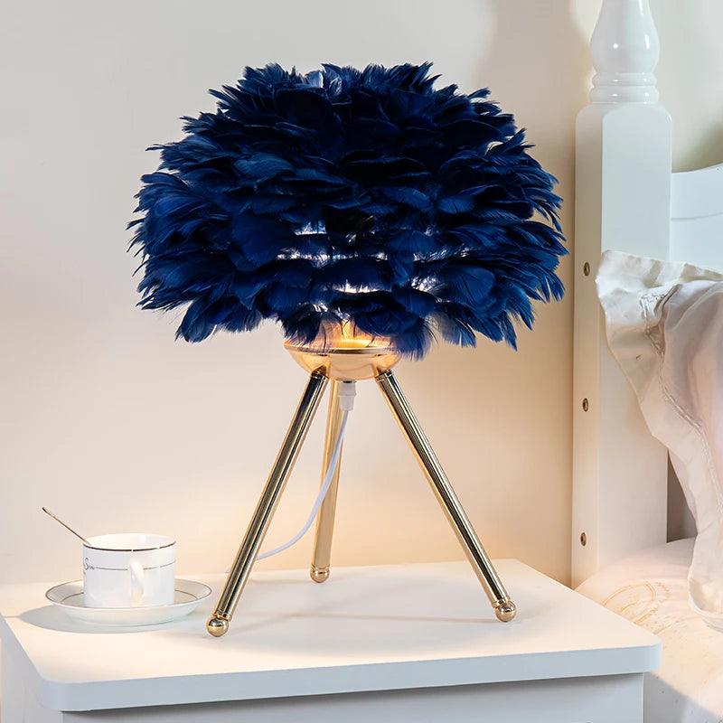 Lampe de chevet en Plumes de Cygne - Opale