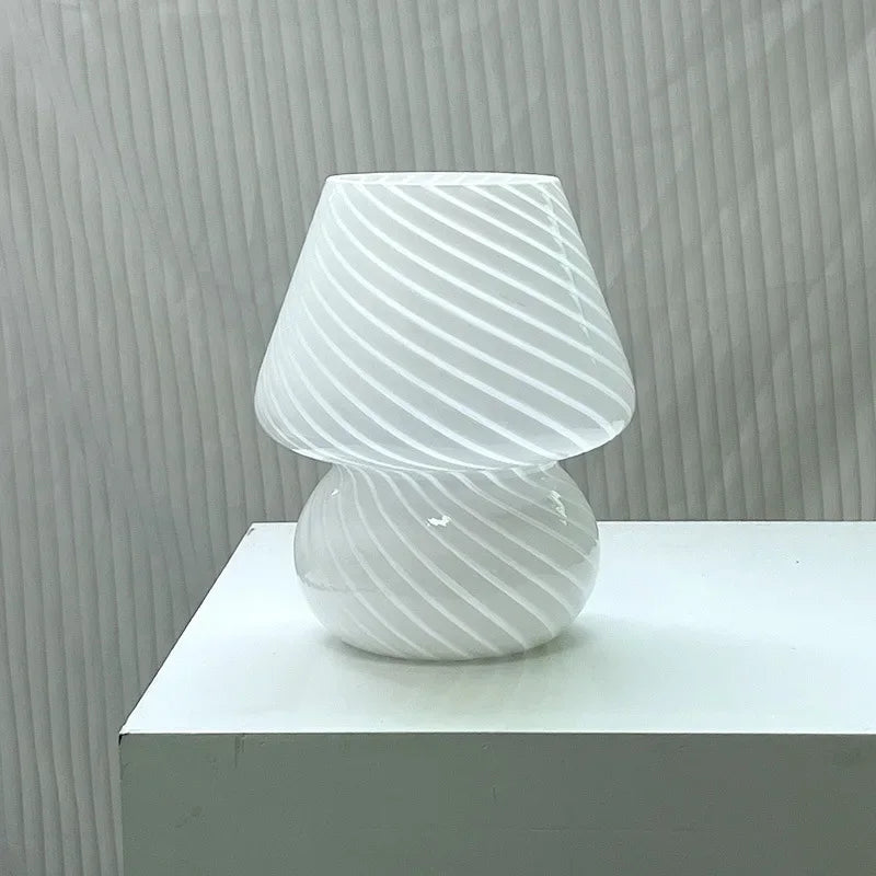 Lampe de chevet en Verre Rayé LED Vintage - Opale