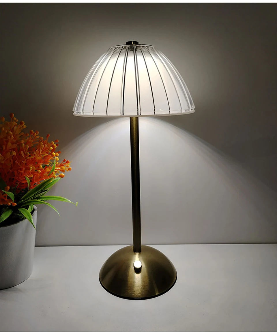 Lampe de chevet Baroque Tactile en Verre - Opale
