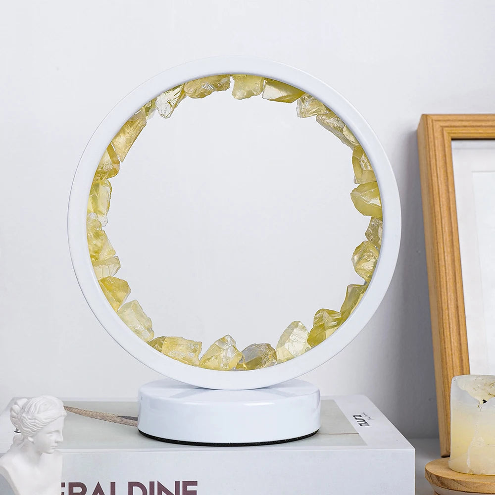 Lampe de chevet LED Ronde en Pierre Précieuse Naturelle - Opale