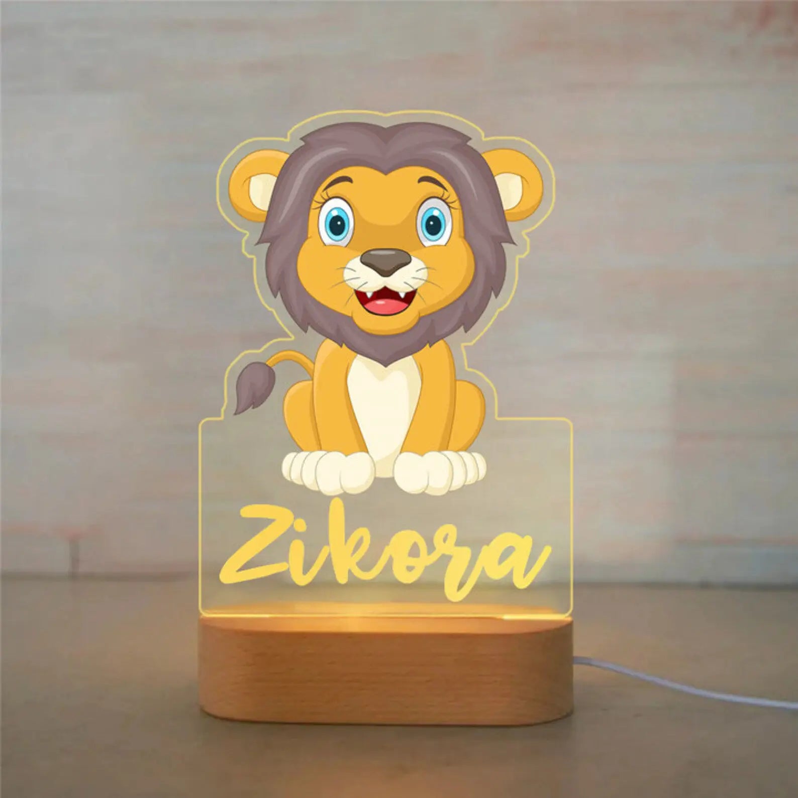 Lampe de chevet Enfant Jungle Nom Personnalisé - Opale