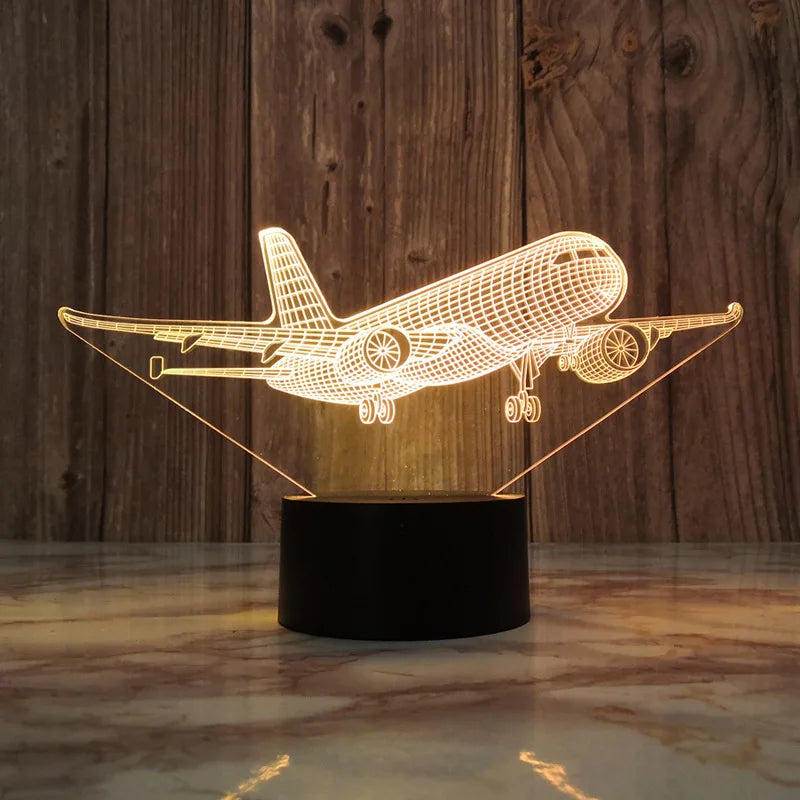 Lampe de chevet LED Projection Avion Tactile - Opale
