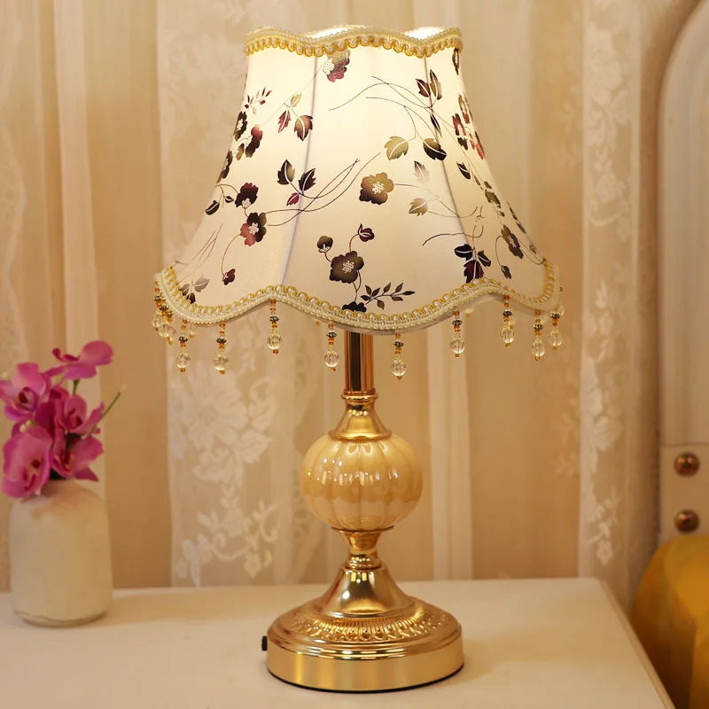 Lampe de chevet Baroque avec Abat-Jour en Tissu - Opale