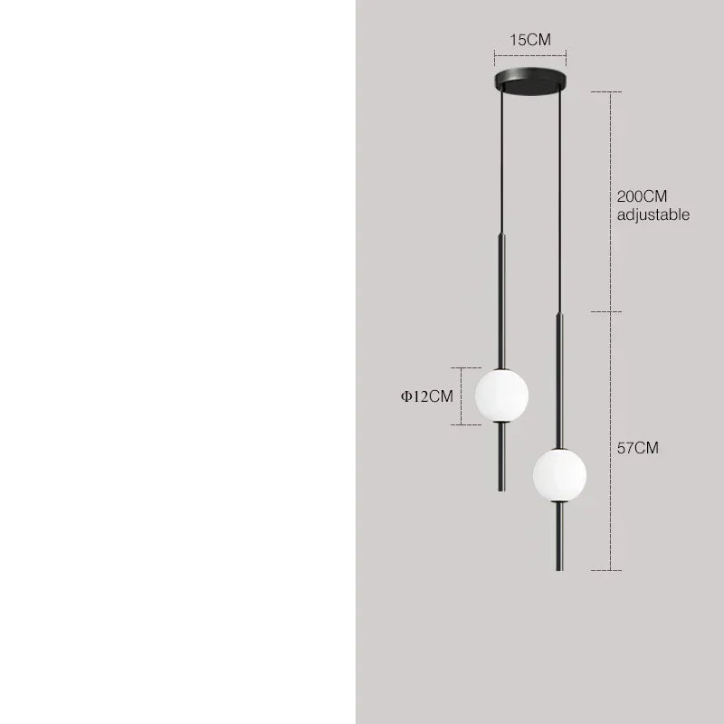 Lampe de chevet Moderne Suspendue Boule en Verre Nordique - Opale