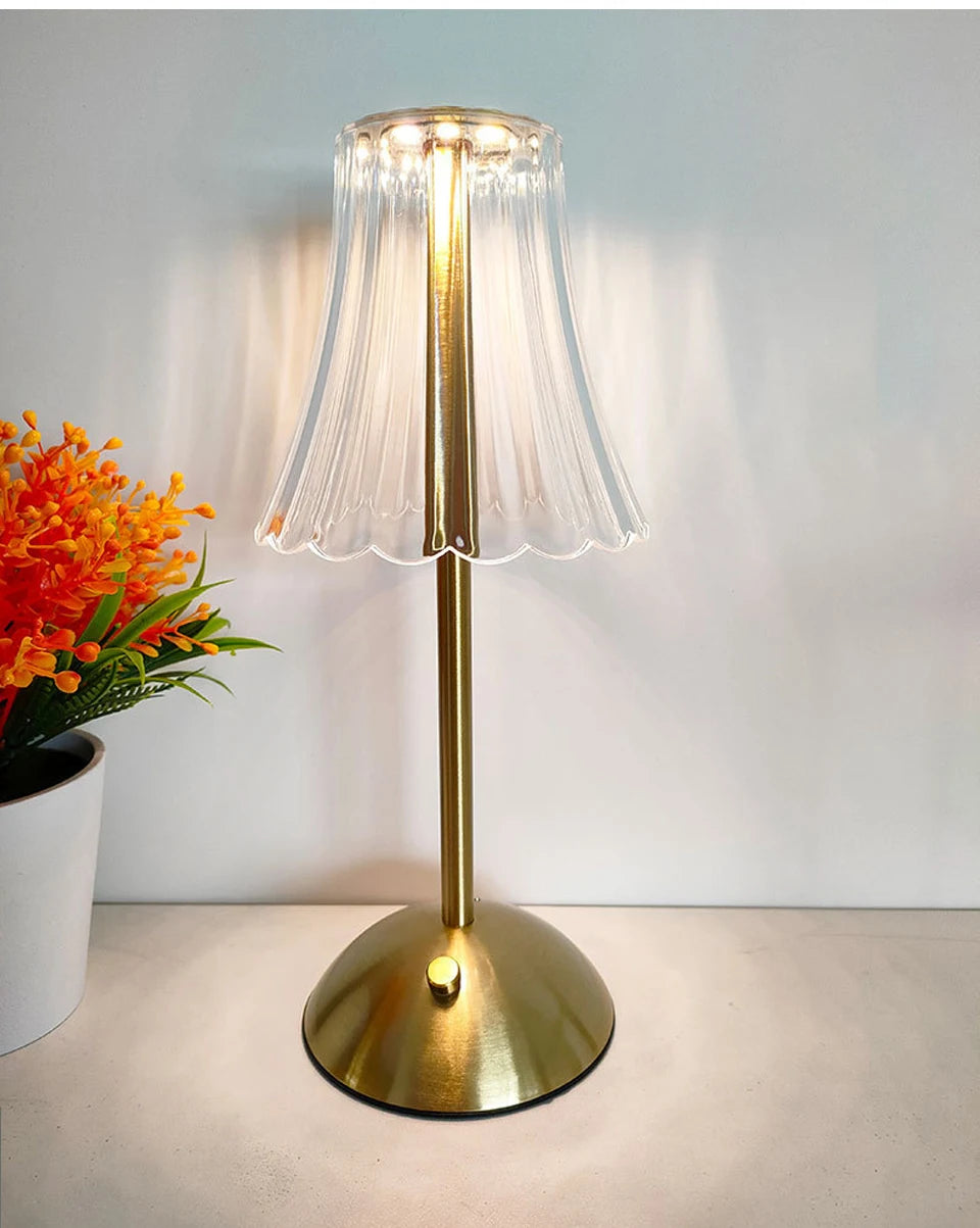 Lampe de chevet Baroque Tactile en Verre - Opale