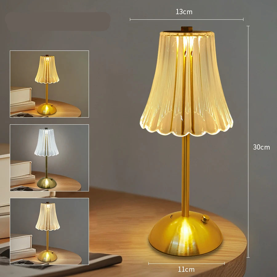 Lampe de chevet Baroque Tactile en Verre - Opale