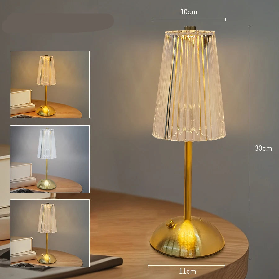 Lampe de chevet Baroque Tactile en Verre - Opale