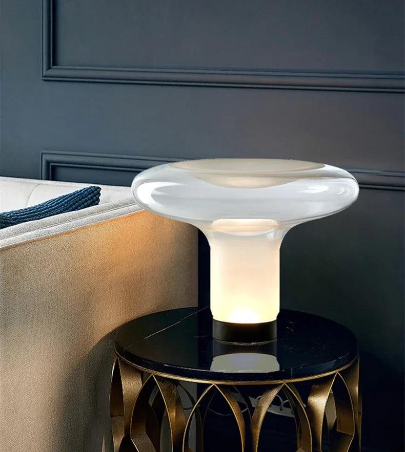 Lampe de chevet Champignon en Verre Italien - Opale