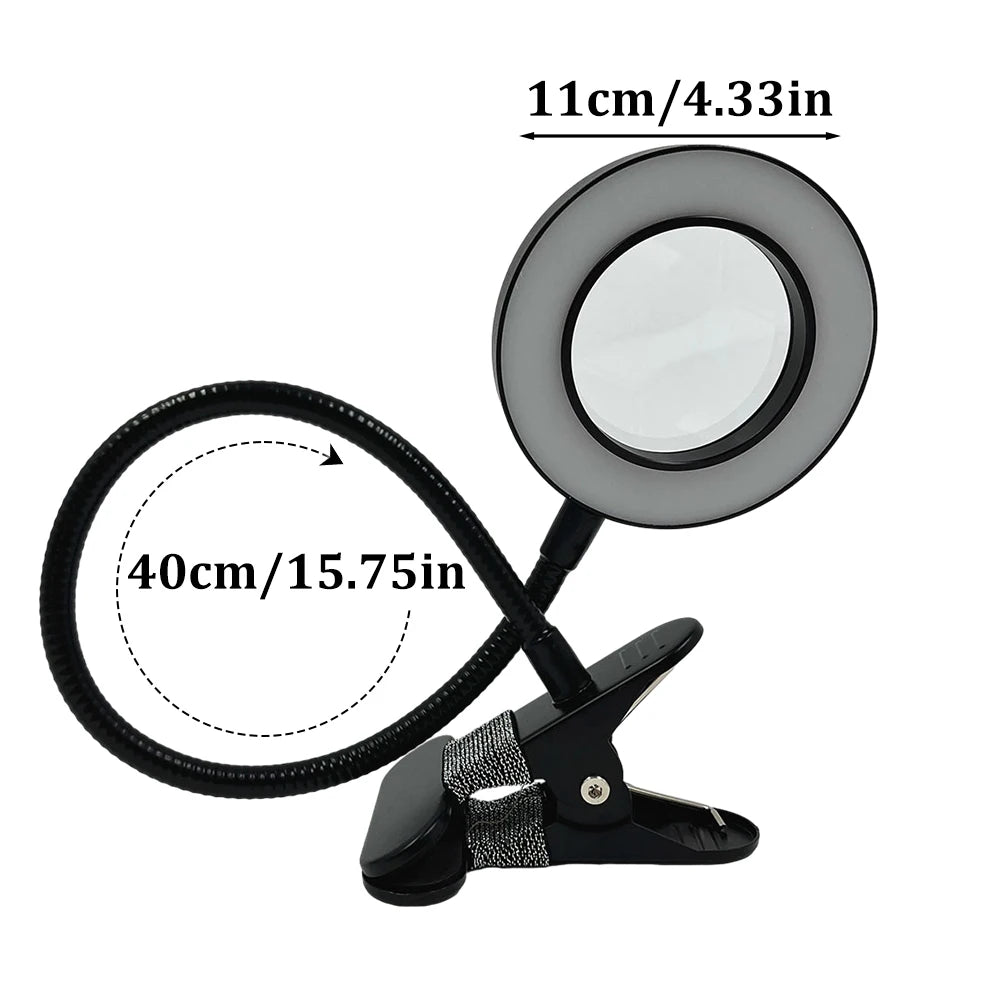 Lampe de chevet Lecture Pince à Clip avec Loupe - Opale