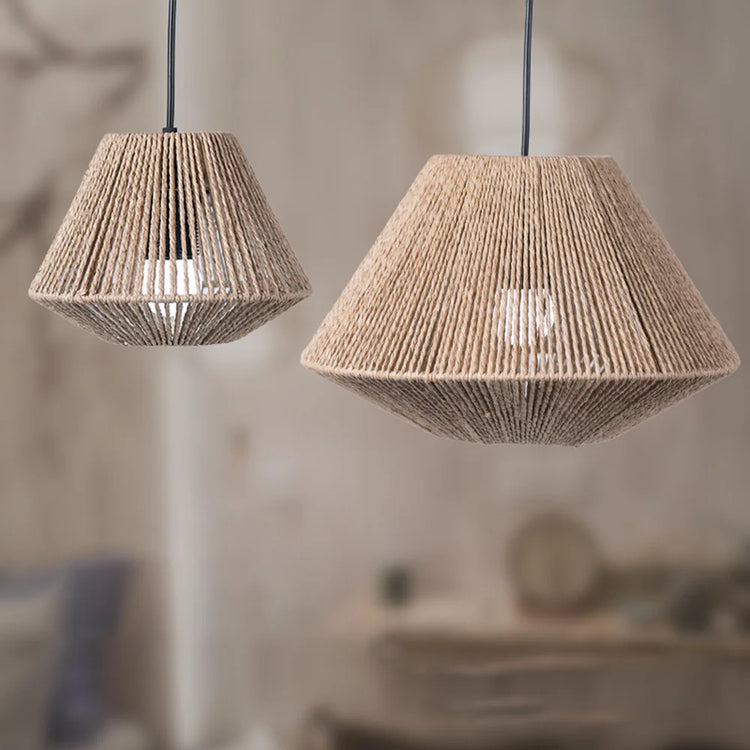 Abat-Jour Lampe de chevet Suspendue en Rotin Tissé - Opale