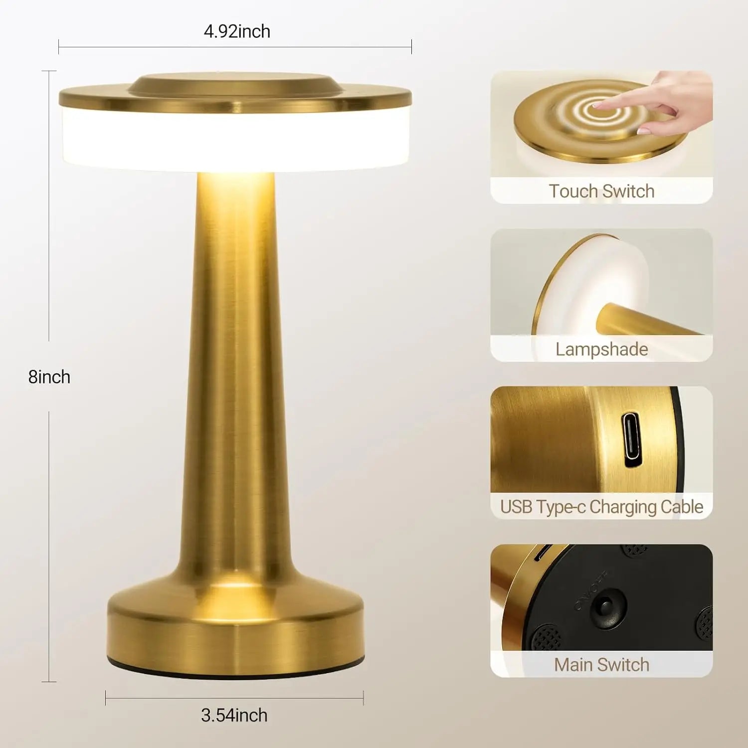 Lampe de chevet Design Tactile LED - Opale