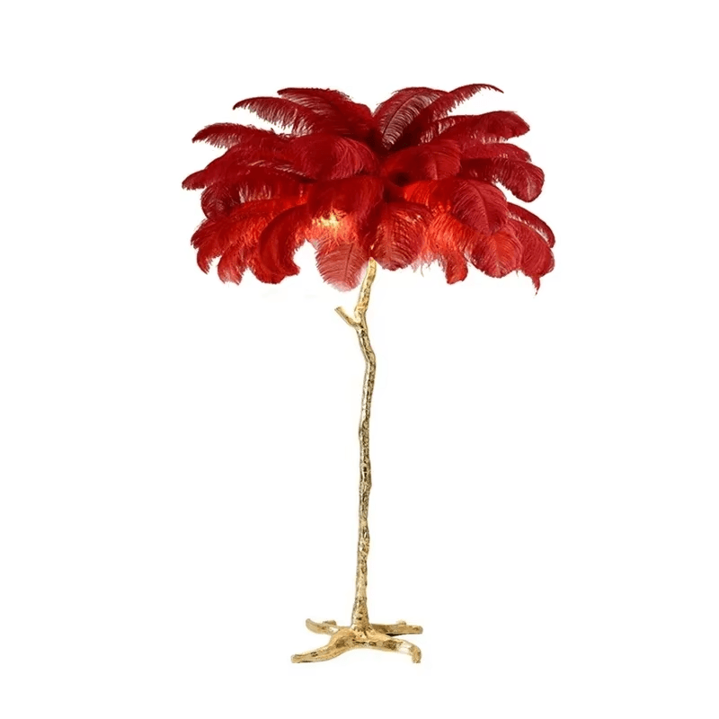 Lampadaire en Laiton et Plumes d'autruche - Opale